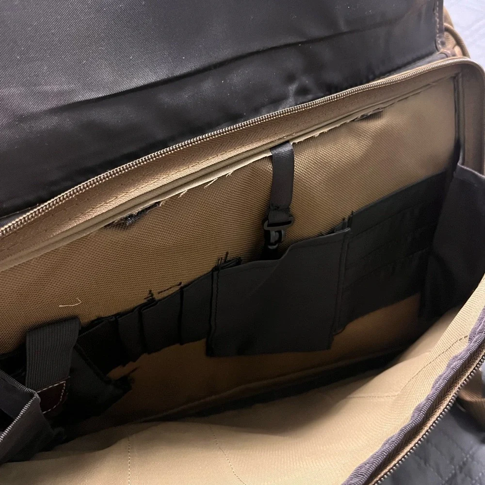 GNBI Canvas Briefcase with Leather Trim